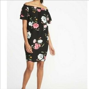 OLD NAVY off the shoulder floral shift dress SMALL